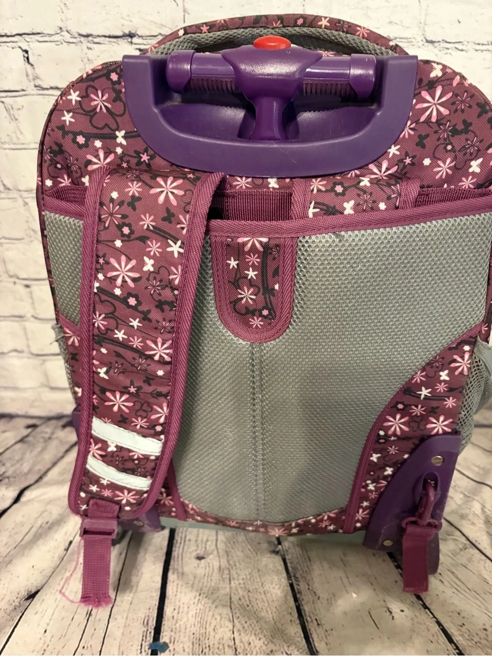 J WORLD Purple Floral Kids Backpack with Front Pocket